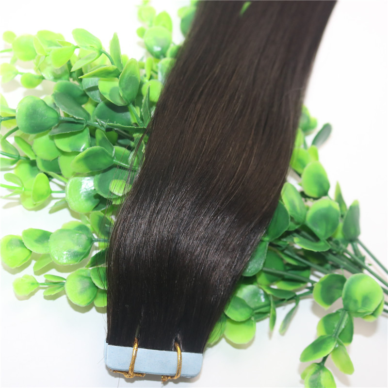 Tape In Human Hair Extensions Brown #2 Glueless 40pcs 100gram Brazilian Virgin Hair Skin Weft Thick End