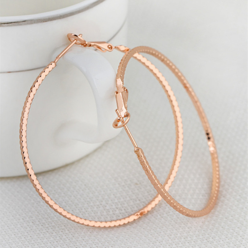 Factory Supply Low Price High Quality Earrings 18K Yellow /White/Rose Gold Plated Slim Circle Earrings Hoops for Women