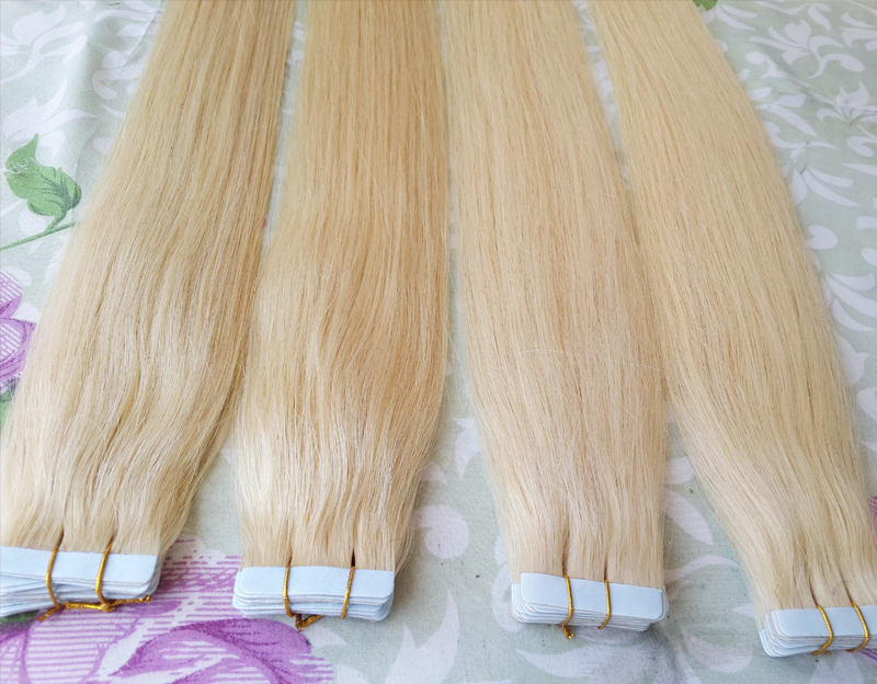 Skin Weft Tape In Human Hair Extensions 50 pieces 125g Russian hair 24" VIP customer customization 613 blonde color