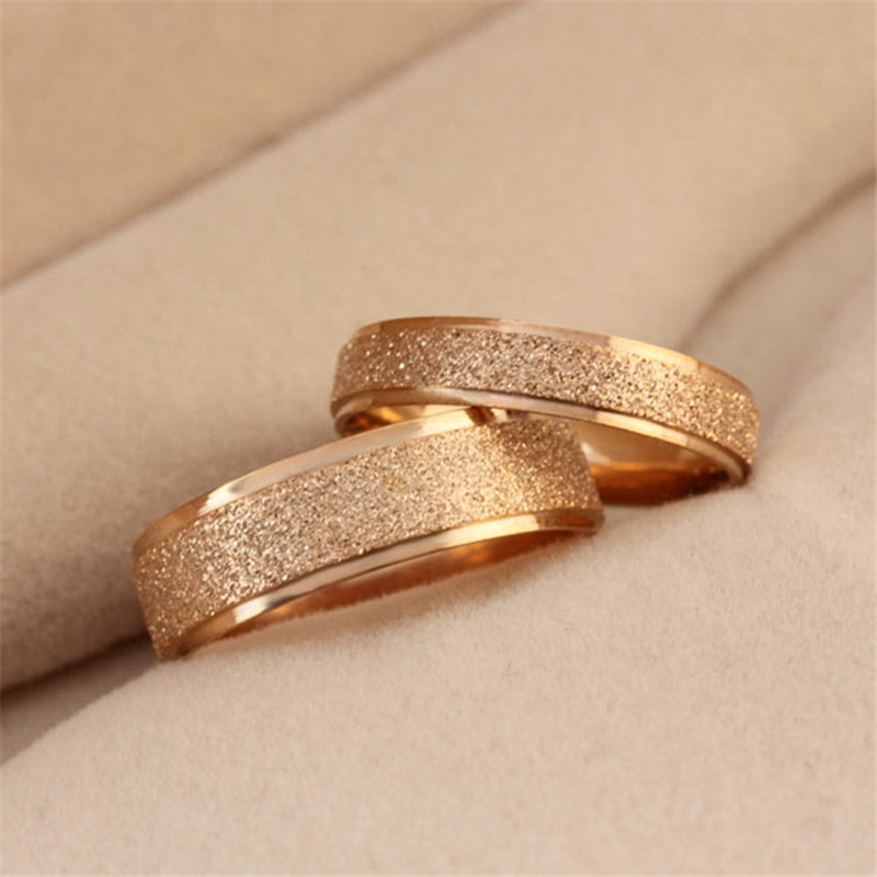 Stainless Steel Dull Polish Ring Band Rose Gold Frosted Engagement Wed Rings Women Men Fashion Fine Jewelry Will and Sandy