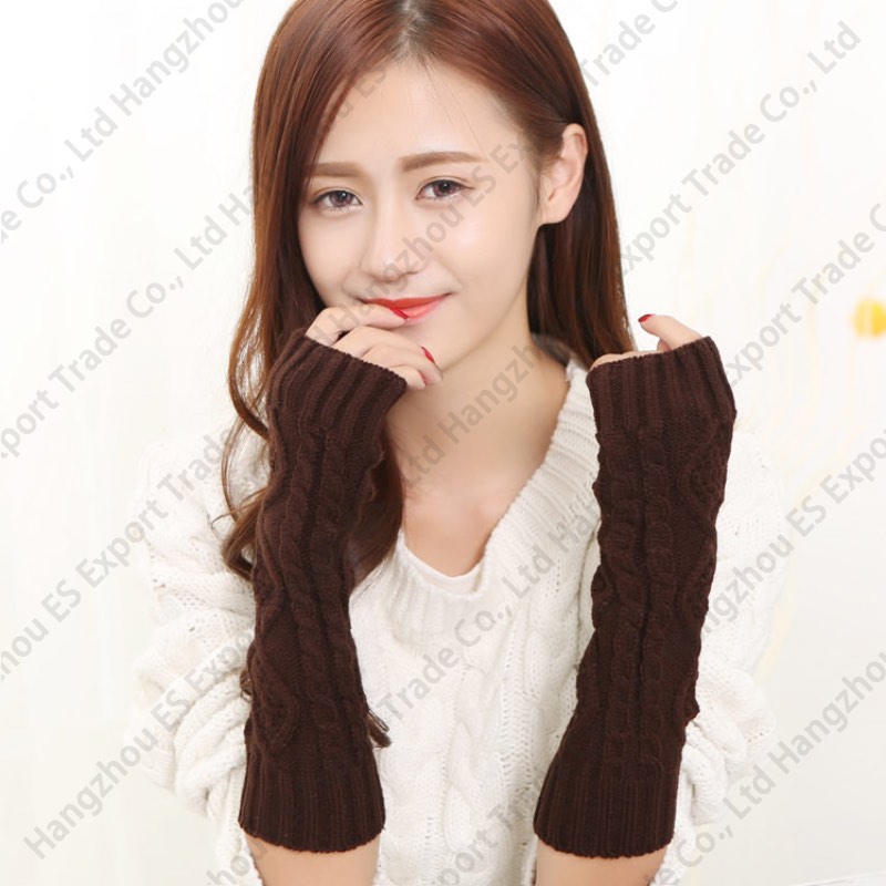 Winter Warm Fashion Knitted Gloves 30cm Long Crochet Fingerless Glove Hand Wrist 7 Colors Wholesale Mittens