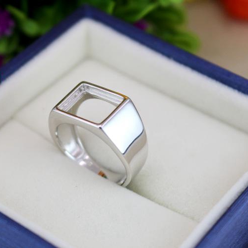 925 Sterling Silver Fashion Wedding Ring 9x11mm Princess Cabochon Semi Mount Men Fine Silver Ring Setting Jewelry
