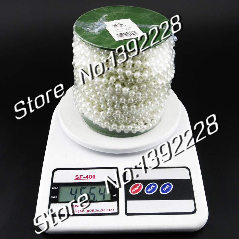 Wholesale-25m/roll Pearl Garland 6mm White/Beige Beads diy Wedding Flowers Decoration Christmas Festa Event Supplies
