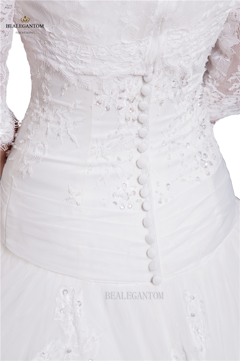 new elegant half sleeves lace wedding dresses aline beaded appliques wedding party bridal gowns bm28