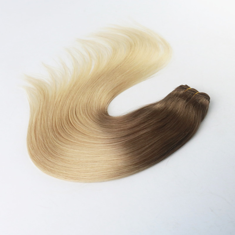 Ombre Color #6#613 Hot Selling Hair Weft Remy Hair Weaving Straight Hair Extension 100G Per Bundle In Stock