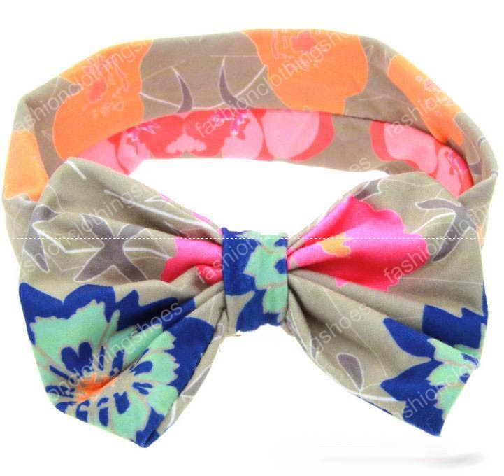Newborn Flowers Print Floral Butterfly Bow Elastic Hair band Girls Turban Knot Headbands Children girls Headwear Baby Hair Accessories