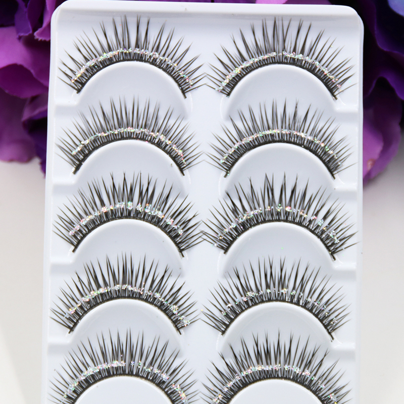 Hot!!! Natural False Eyelashes Bare Silver Sequins Glitter Makeup False Eyelashes Stage Makeup Bridal Makeup Thick False Eyelashes