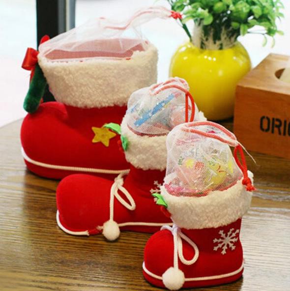 Christmas Gift Bag Elf Spirit Candy Boot Shoes Stocking Holders XMAS Party Decoration drawstring Filler Bags Pen Holder holiday favor S M L