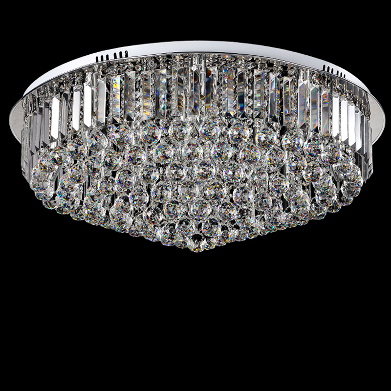 Crystal Led Ceiling Light Round E14 Chandelier Fitting Lamp K9 Crystal Silver Chrome Ceiling Pendant Light for Living room