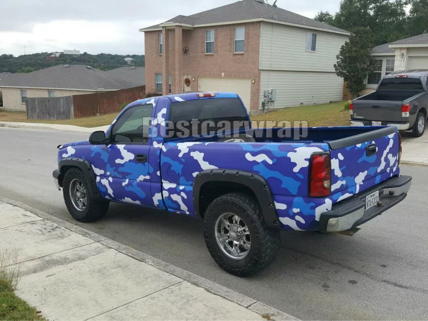 White Blue Camouflage Vinyl Wrap For Car / truck / Boat covering foil with air free Camo styling size 1.52 x 30m/Roll