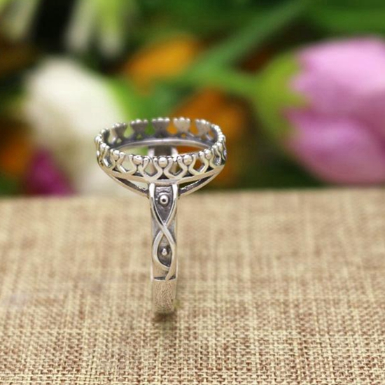 Fine Silver 925 Sterling Silver Engaement Wedding Ring Setting for women Jewelry Opal Agate Amber Semi Mount Ring