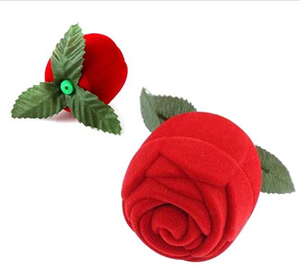 Good Beautiful and romantic Red Rose Jewelry Box Wedding Ring Gift Case Earrings Storage Display Holder G199
