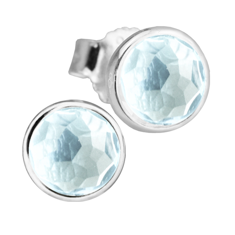 2017 Gouttelettes mars Boucles d'oreilles en argent avec Aqua bleu CZ 100% 925 bijoux en argent sterling bricolage