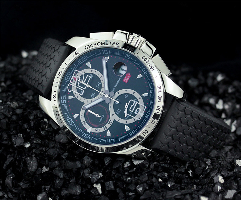 Classic Mens sport watches chronograph watch quartz stopwatch Rubber band white dial watches 523, Black face white circel
Classic Mens sport watches chronograph watch quartz stopwatch Rubber band white dial watches 523, Black face white circel