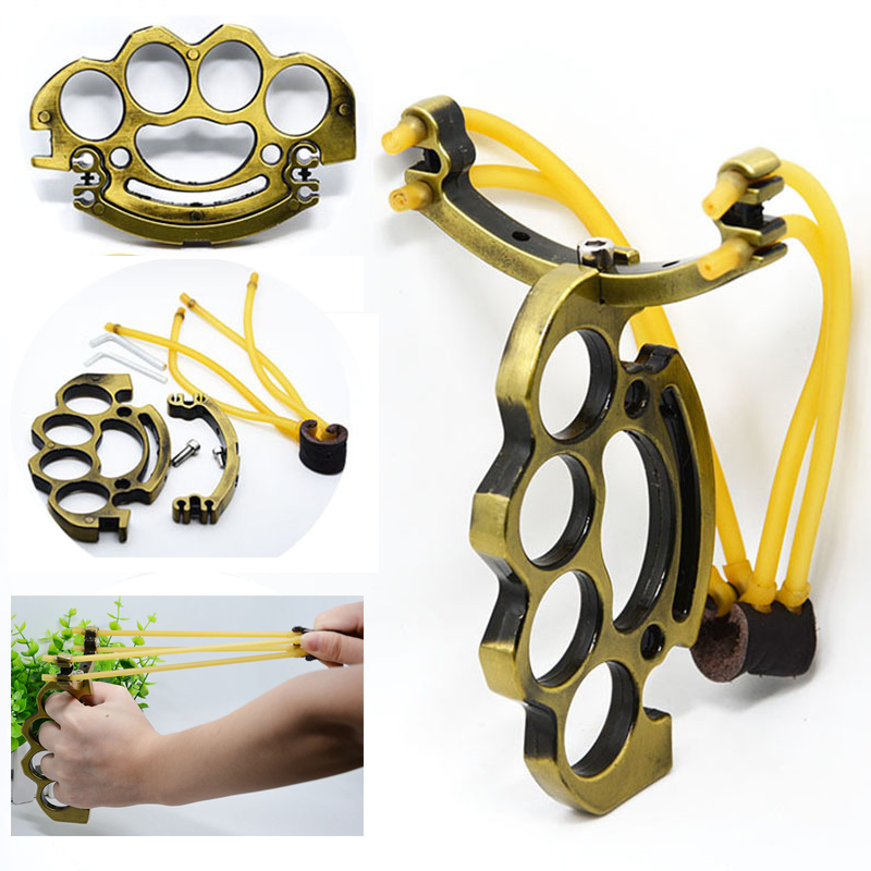 Professional Folding Metal Hunting SlingShot Brass Knuckle Hunting Catapult Outdoor Games Tools with Quality Rubber (Gold
Professional Folding Metal Hunting SlingShot Brass Knuckle Hunting Catapult Outdoor Games Tools with Quality Rubber (Gold