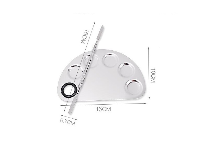 Stainless Steel Cosmetic Makeup Nail Art Gel Palette Spatula Five-hole Shape Cream Foundation Mixing Tool Beauty Make Up Set ZA2333