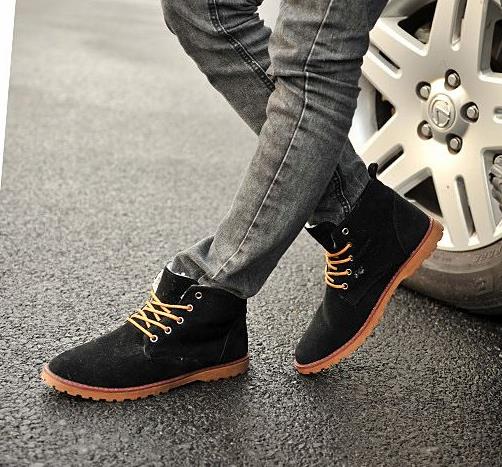 2017 England Men Boots Shoes Suede Lace-Up Man Martin Boots Round Toe Mens Single Male Shoes Joker Ankle Boots For Men Retail H1136