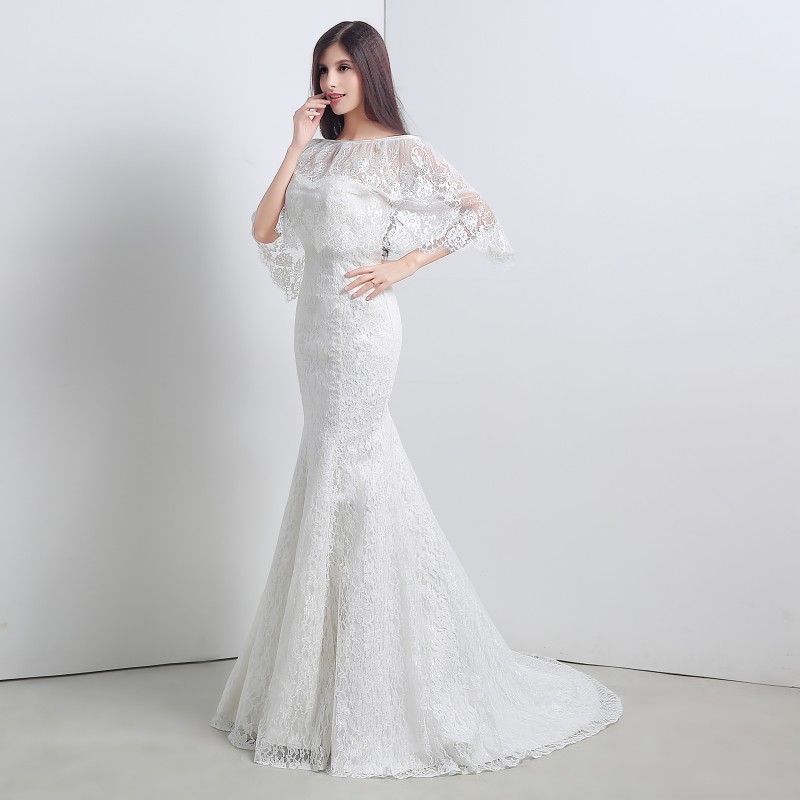 New Sexy White Ivory Cheap Mermaid Wedding Dresses 2017 Appliques Wedding Party Bridal Gowns Stock Size 6-16 QC334