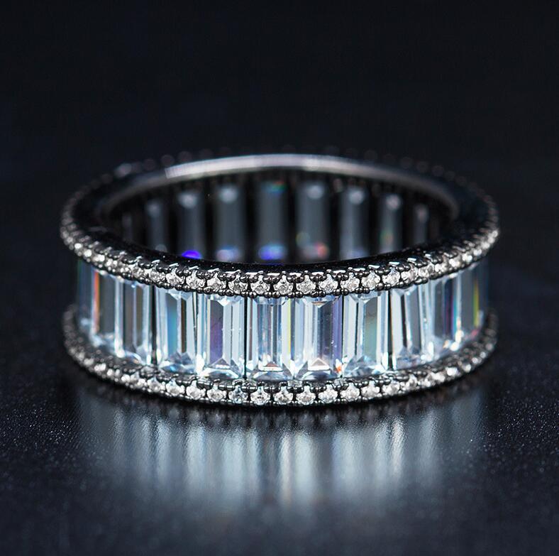 Victoria Wieck Top Selling Luxury Jewelry 10KT White Gold Filled Princess Cut Topaz Rose Gold Black CZ Diamond Women Wedding Band Ring Gift