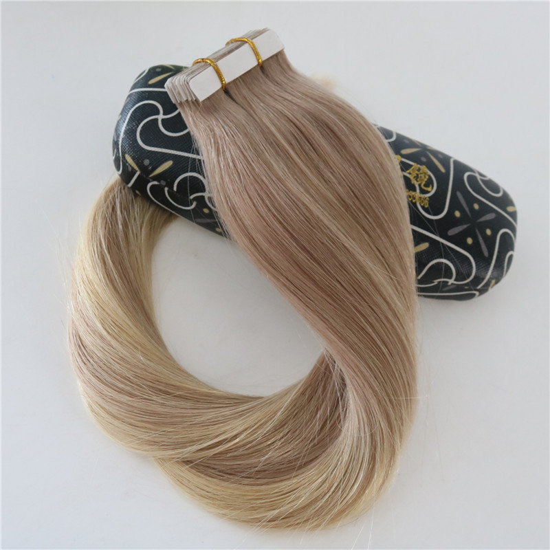 #18 #613 Balayage Ombre Color Ash Blonde Fading to Golden Blonde Brazilian Human Remy Hair Glue Skin Weft 40pcs Tape In Hair Extensions