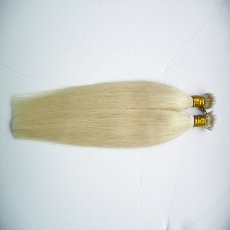 #613 Bleach Blonde Brazilian Micro Nano Loop Ring Human Hair Extensions 100g 1g/s Straight micro bead hair extensions Blonde Brazilian Hair