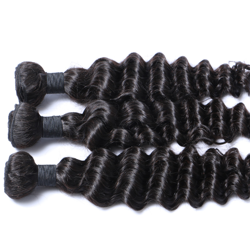 Human Hair Extensions Deep Wave Brazilian Virgin Hair Weave Bundles Natural Color 1b Black Remy Hair Weft