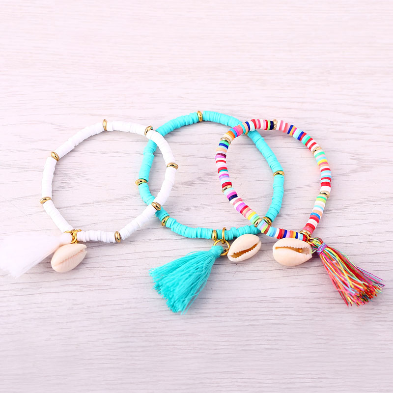Wholesale-JM 5 Colors Polymer Clay CCB Elastic Charm Bracelet for Women Men Jewelry New Arrival Tassel Shell Bracelets & Bangles
Wholesale-JM 5 Colors Polymer Clay CCB Elastic Charm Bracelet for Women Men Jewelry New Arrival Tassel Shell Bracelets & Bangles