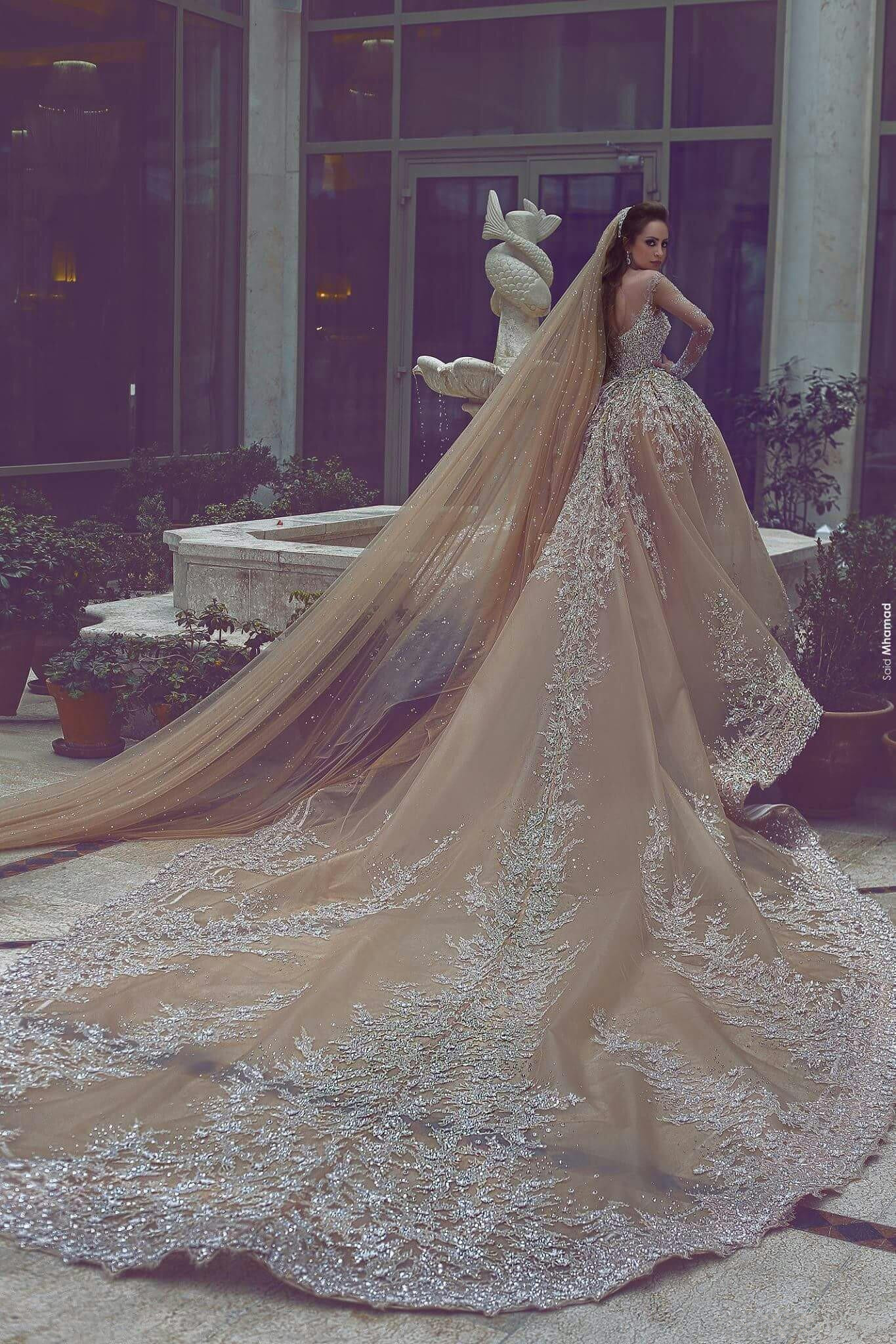 2018 Rhie Dubai Gowns With Detachable Train Illusion Necke Long Sleeves Bridal Gorgeous Mermaid Wedding Dress