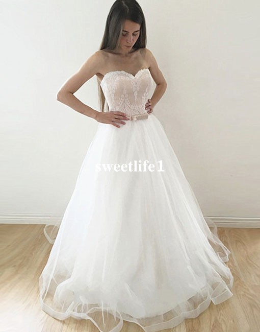 2019 Boho Beach Sweetheart Wedding Dresses Lace A Line Puffy Tulle Floor Length Rustic Bridal Gown Custom Made Hot Sale, Gold
2019 Boho Beach Sweetheart Wedding Dresses Lace A Line Puffy Tulle Floor Length Rustic Bridal Gown Custom Made Hot Sale, Gold