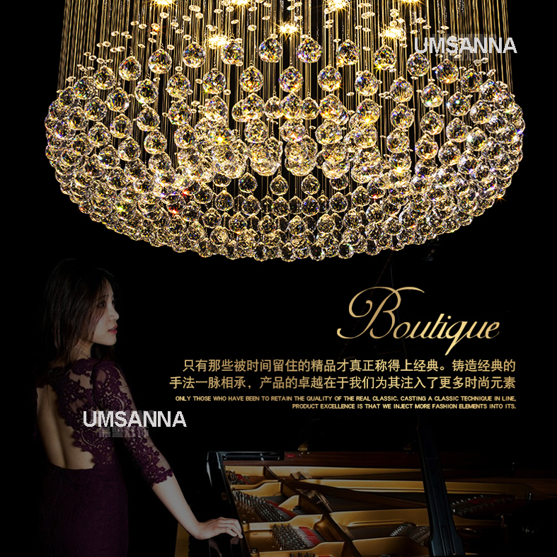 LED Crystal Chandeliers American Luxurious Chandelier Lights Fixture 3 Light Colors Dimming Hanging Pendant Lamps Hotel Home Indoor Lighting