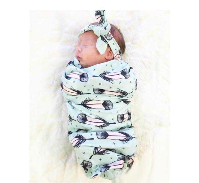 Retail New Newborn Baby Sleep Bag+Headbands 2Pcs Sets Cotton Swaddles Receiving Blankets Photography props 65*28cm