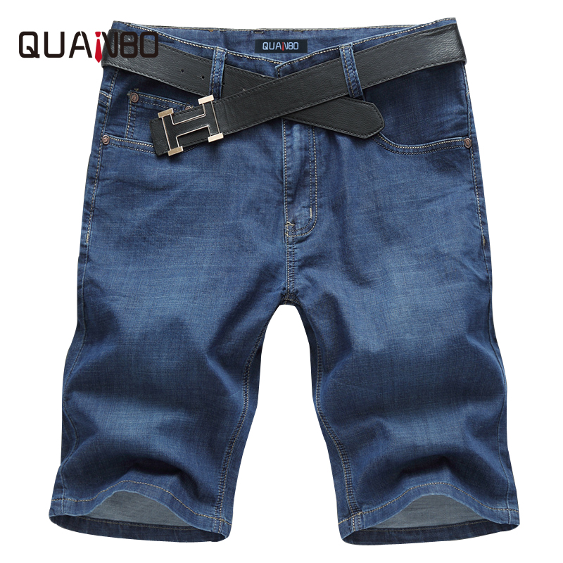 Wholesale- Mens Denim Shorts 2017 New Summer Regular Casual Elasticity Men Brand Jeans Shorts Plus size 52 Fashion Light blue Jeans Shorts