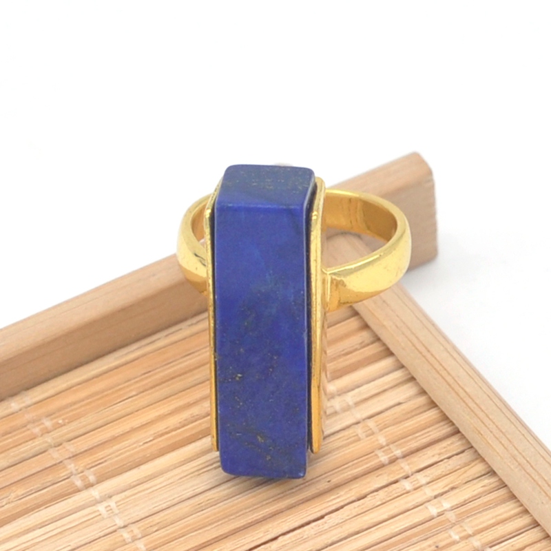 2017 Top Quality Fashion Jewelry Stainless Steel Lapis Lazuli Natural Stone Ring For Men Birthday Gift wholesale
