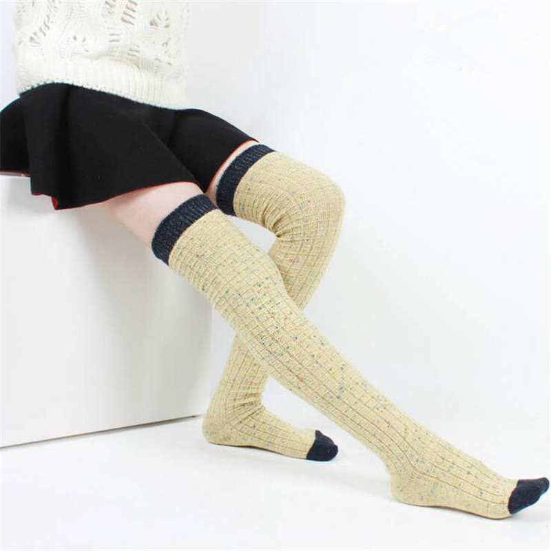 Socks & Hosiery Wholesale- Autumn Winter Wool Women Stockings Warm Fashion Thigh High Over The Knee Long Absorbent Breathable QR443