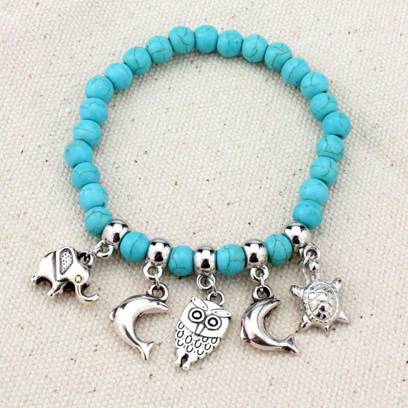 High quality Elephant turquoise hand poles anti - fatigue bracelet FB188 mix order 20 pieces a lot Charm Bracelets