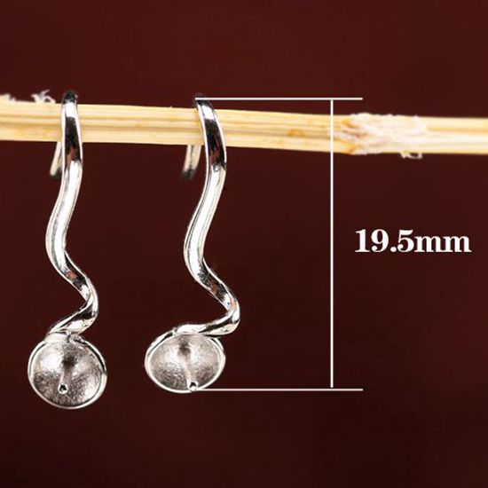 Fine Silver 5pcs/lot 7-12mm Pearl Round Bead Semi Mount Women Earrings 925 Sterling Silver