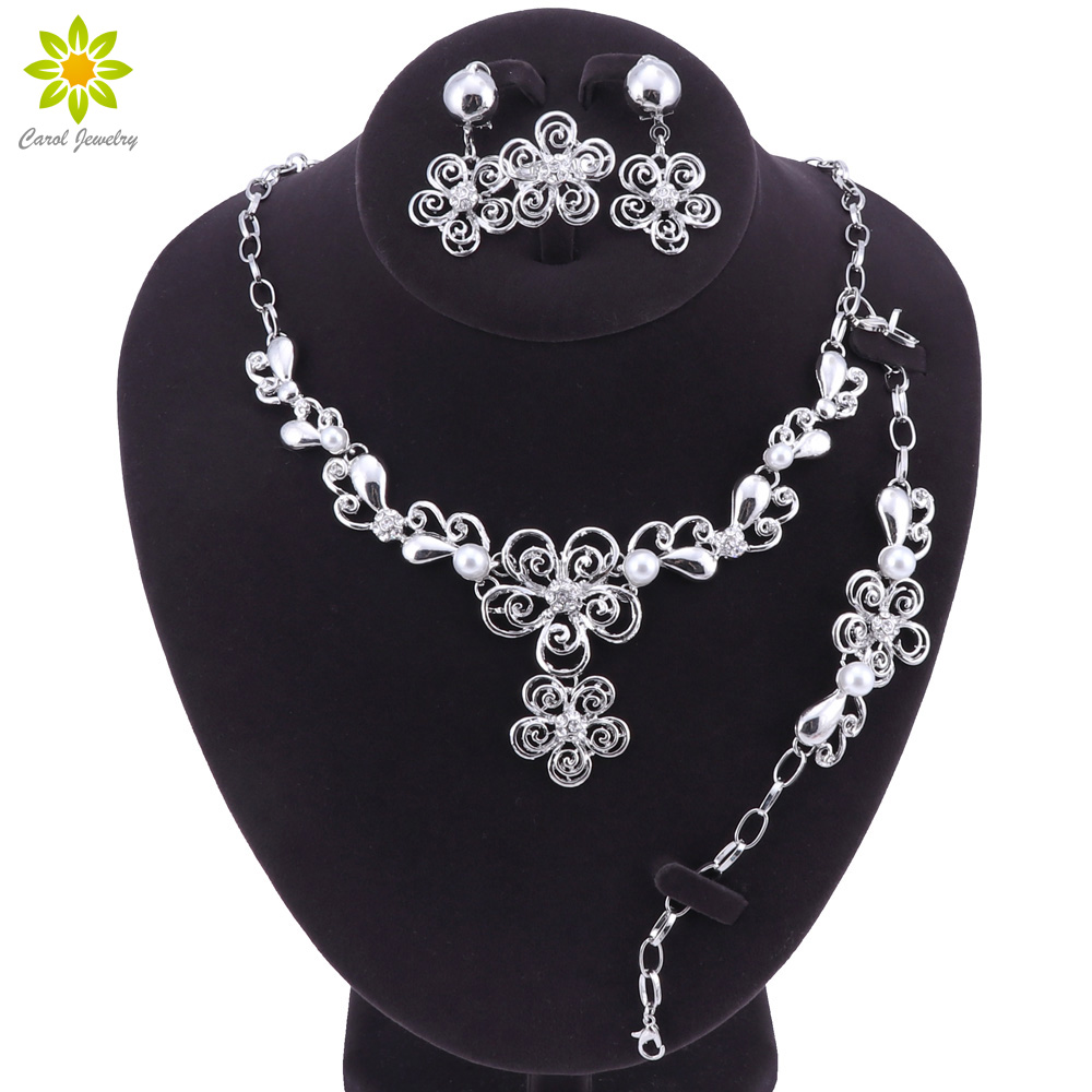 Simulated Pearl Bridal Jewelry Sets Silver Color Wedding Necklace Earrings Bracelet Ring Sets Engagement Jewelry Accessories
Simulated Pearl Bridal Jewelry Sets Silver Color Wedding Necklace Earrings Bracelet Ring Sets Engagement Jewelry Accessories