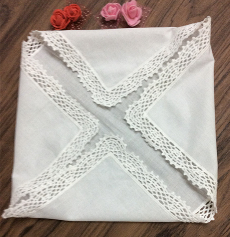 Set of 12 Fashion Wedding Bridal Handkerchiefs White 100 Cotton Hankerchief Ladies Hankie Perfect crochet lace Hakies 12x12inch9618902925