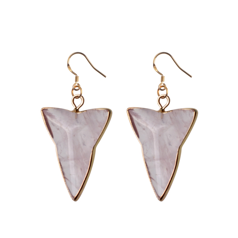 Natural stone geometry shape earrings gold plated arrow design earrings for women jewelry