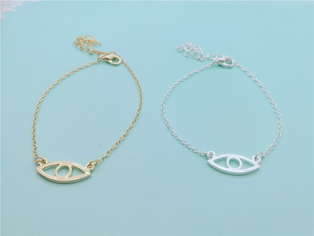 30PCS- B050 Line Turkish Evil Eye Bracelet Pendant Hollow Out Open Devil Eye Bracelet Simple Fortunate Eye Bracelets for Women
