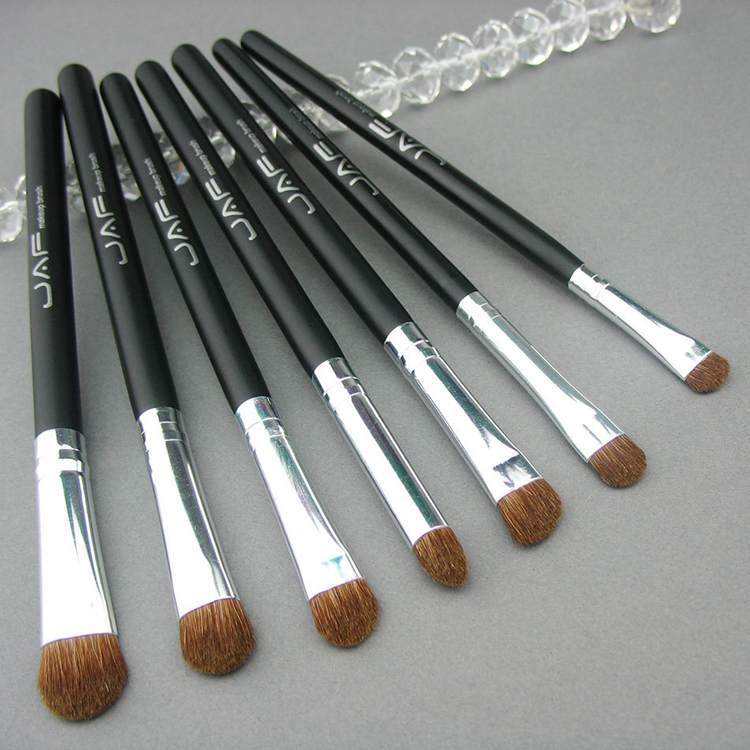 JAF Classic 7pcs Brushes for Makeup 100% Natural Animal Horse Pony Hair Eye Makeup Brush Set white/black/pink