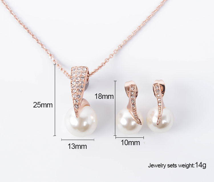 Hot New Fashion Pearl Crystal Rhinestone CZ Necklace Earrings Jewelry Sets Wedding party Accessories Bridal Jewelry Set HJ143