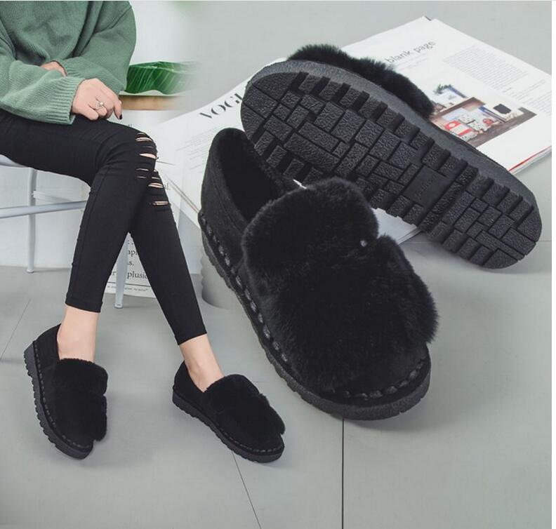 SELL Factory boots women's BLACK shoes winter hot style thermal wool casual flat shoes