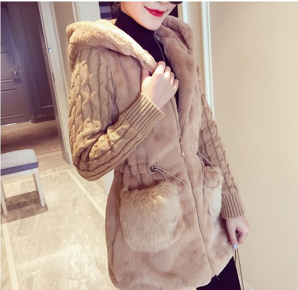 Wholesale- 2016 New Fshion S-4XL European Wool Girls Coat Fall Winter Fur Hat Collar Long Sleeve Outwear Big Size 3 Colors Jacket