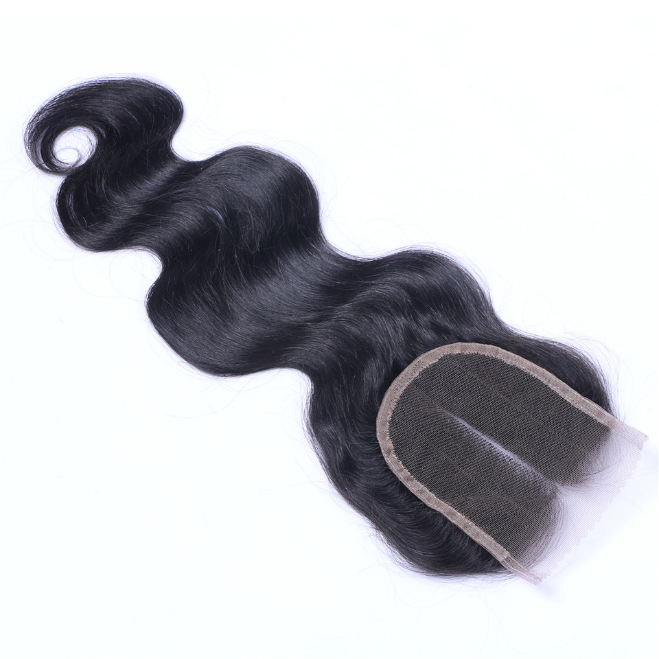 Free shipping Brazilian Body Wave 4x4 Tranparent Lace Closure 100% Human Pre Plucked With Baby Hair