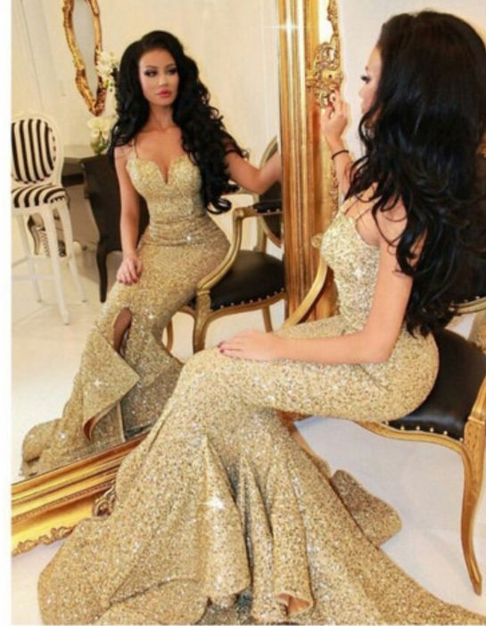 New Designer 2021 Mermaid Gold Prom Dress With Slit Lace Appliques Open Back Sequins Evening Dresses Pageant Gowns Bling Front, Black
New Designer 2021 Mermaid Gold Prom Dress With Slit Lace Appliques Open Back Sequins Evening Dresses Pageant Gowns Bling Front, Black