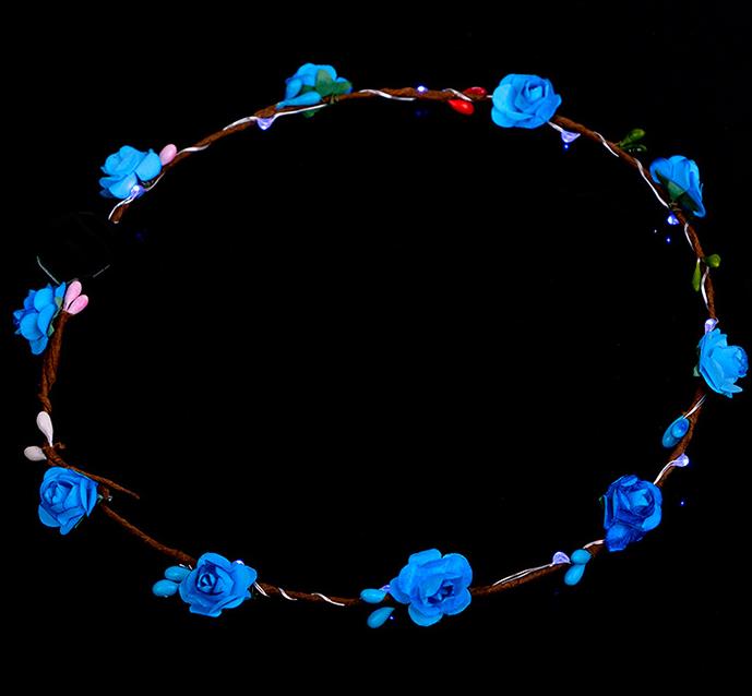 Led Flower Wreath Headband Crown Festival Floral Garland Bohemia for Park Wedding Headdress Glow Hair Band Hen Party favor Decor