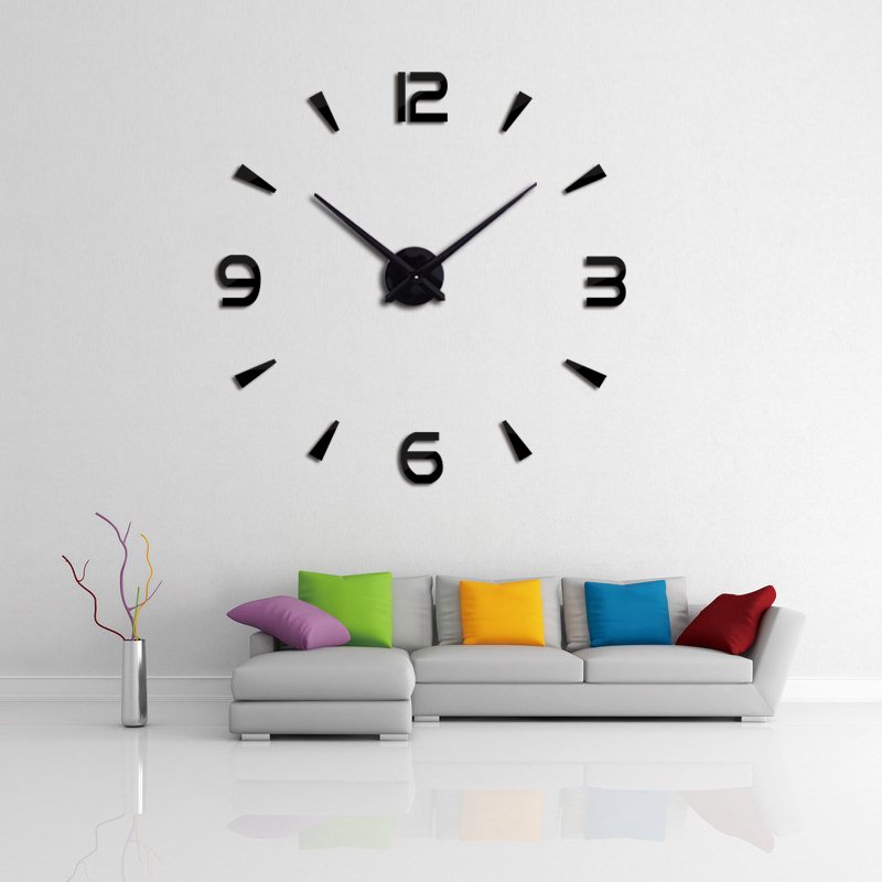 Wholesale-2016 New Vintage Wall Clock Modern Design Large Diy Acrylic Clocks Horloge Murale Quartz Watch 3d Stickers Brief Living Room