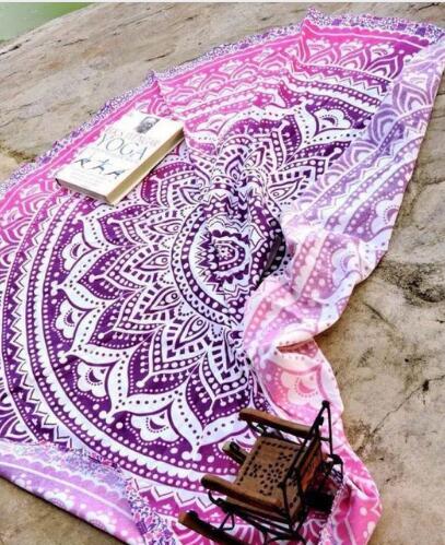 Geometric Print Beach Towel With Tassel Round Swimming Bath Towel Black White Gypsy Tapestry Wall Hanging Throw Towel Picnic Mat