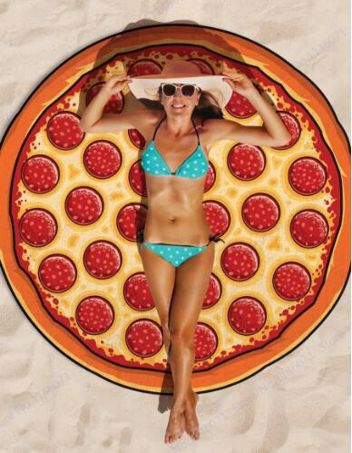 Round Beach Towel Pizza Hamburger Printed 150cm Large Swimming Bath Towel Mandala Indian Tapestry Beach Throw Towels Outdoor Picnic Blanket